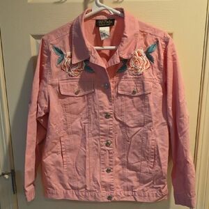 Bob Mackie Pink Embroidered Jean Jacket